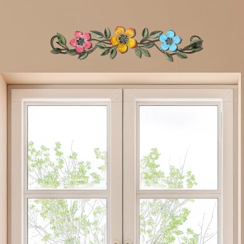 Wesiti Metal Flower Wall Art Decor Vintage Wrought Scroll, Bright Color - Image 5