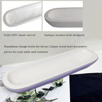 Wooden Dough Bowls Decorative，Rustic Bread Long Bowls Decor Wood Tray, Hand Carved For Table Centerpiece Decor, Home Decor(20 * 6 * 2 inch white) - Image 4