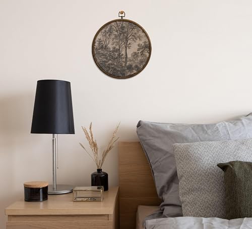 Round Wall Decoration, Vintage Moody Woodland Landscape Wall Art, Printed Canvas Wall Hanging for Bedroom Kitchen Home Office, Living Room Wall Art, Dorm Decor, Circular Wall Hanging with Hooks,24 - Image 6
