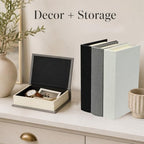 DECOR4SEASON Set of 3 Modern Linen and Wood Decorative Faux Book Boxes, 10" - Image 3