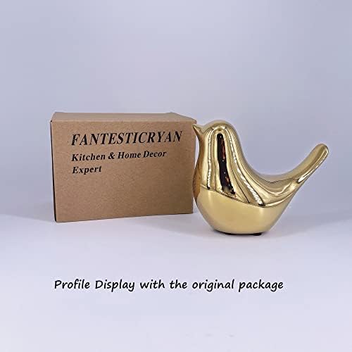 FANTESTICRYAN Small Birds Statues Home Decor, Modern Style, Gold, XL - Image 2
