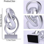 Abstract Silver Knot Sculpture, Geometric Decorative Statue, Silver Accent Piece for Living Room Coffee Table or Bookshelf Surface, Office TV Cabinet or entryway Console Table Decoration. - Image 6