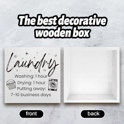 Laundry Room Desk Decor Signs,Farmhouse Funny Laundry Shelf Decorations and accessories sign, Rustic Farmhouse Wooden Room Decor - Image 3