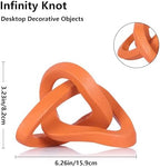 LCCCK Infinity Knot Sculpture Orange Knot Decor Object, Abstract Knick Knacks Coffee Table Modern Statue, Orange Sculpture for Home Living Room Table Ornaments and TV Stand Bookshelf Decorative - Image 2