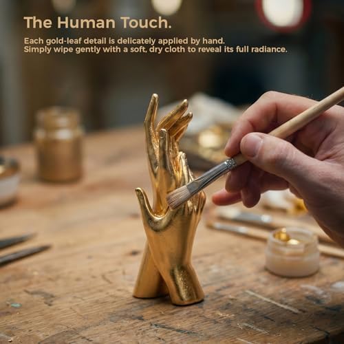 Hand Sculpture, Gold Resin Statues for Home Decor, Shelf Accent - Image 5