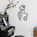 Photect 3 Pcs Metal Wall Art Minimalist Woman Line Decor, Modern, Black - Image 4