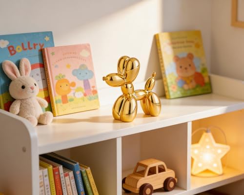4 Inch Shiny Gold Balloon Dog Sculpture - Image 2