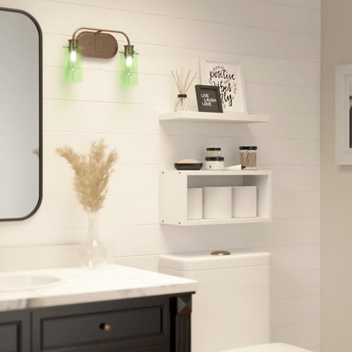 RICHER HOUSE White Floating Shelves Bathroom, Small Wall Shelf Over Toilet - Image 5