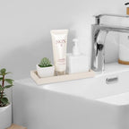 Silicone Bathroom Vanity Tray Dish Soap Holder Sink Organizer, Beige - Image 7