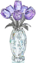 Purple Crystal Rose Flower Figurine Collectible Table Centerpiece Decor by HDHYALINEDORA
