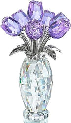 Purple Crystal Rose Flower Figurine Collectible Table Centerpiece Decor by HDHYALINEDORA