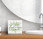 SRADMO Inspirational Botanical Eucalyptus Leaves Wood Box Sign Desk Decor, Green Rustic Eucalyptus Leaves Wooden Block Box Sign Decor for Home Office Shelf Table Decorative Accessories - Image 6