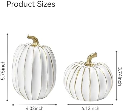 FESTGLOX Fall Pumpkin Decor, 2Pcs Resin Thanksgiving Fake Pumpkin Figurines - Image 6