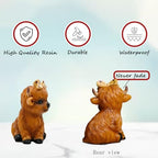 Highland Cow Figurine for Tie a Bow Decor, Highland Cows Themed Gifts for Women, Resin Figures Home Desk Decorations Accents (Brown) (1, Highland Cow Figurine(Brown)) - Image 5