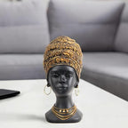 Smadeer African Statue for Home Decor, Women Bust Figurine Antique Gold - Image 4