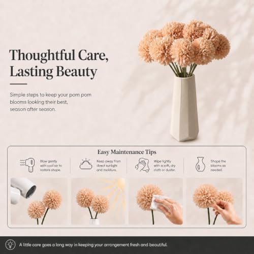 Mandy's 12pcs Artificial Champagne Ball Chrysanthemum Flowers - Image 6