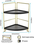 FSyueyun 2-Tier Corner Bathroom Counter Organizer, Gold & Black - Image 2