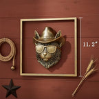 Newinhome Animal Heads Wall Decor (Includes Metal Frame) Resin Animals Sculptures Head Wall Hanging Decoration Gold vintage Wall Sculpture for Living Room Bedroom Office(Bobcat) - Image 3