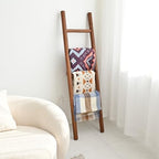 FUIN Blanket Ladder, 57in Rustic Solid Wood Decorative Ladder, Dark Brown - Image 6