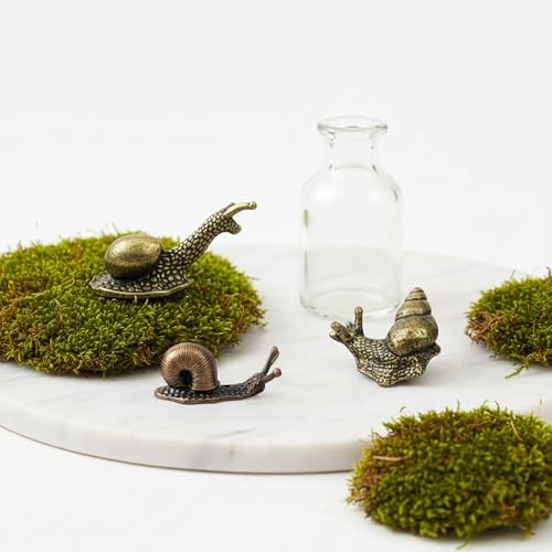 3Pcs Brass & Alloy Snail Statue mini Ornaments Retro、Antique Whimsical Cottagecore Decor, Brass Decor for Living Room、Desk and Bookshelf Figurines, Outdoor Garden Landscaping - Image 7