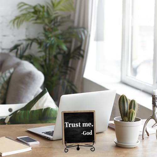 Home Decor, Farmhouse Shelf Decor For Living Room, Boho Aesthetic Table Decorations, Christian Gifts For Women Men, Entryway Tv Stand Fireplace Mantle Coffee Table Decoration (trust-01) - Image 5