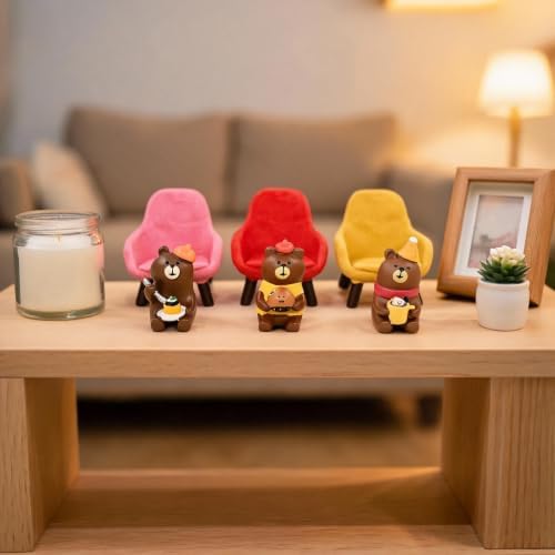 Mevodeata Bear Figurine Set of 6, 3 Bears on Mini Sofas, Chill Time - Image 6