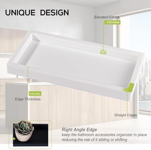 Silicone Bathroom Vanity Tray Dish Soap Holder Sink Organizer, White - Image 4