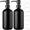 GMISUN Black Soap Dispenser, 2 Pack Matte Black Hand Soap Dispensers for Bathroom, 17 Fl Oz Glass Dish Soap Dispensers for Kitchen with Stainless Steel Pump, Modern Liquid Soap Bottle by GMISUN
