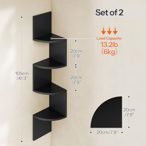 HOOBRO Corner Shelf Wall-Mounted, Set of 2 Floating Corner Shelves for Wall - Image 3