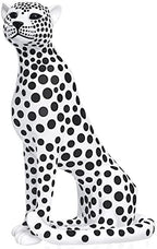 Quoowiit Statues for Home Decor, Modern Sculptures and Statues Decorations for Living Room, Bedroom, Table, Bookshelf, White Resin Leopard Art Decorative Sculpture with Black Polka Dots Design by Quoowiit