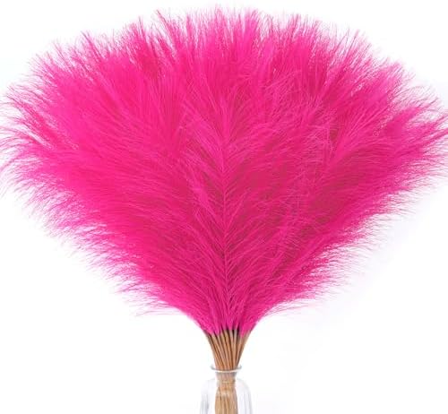 Serwalin 60PCS 17.7" Hot Pink Pampas Grass Decor Feathers Vase Filler Decor by Serwalin