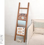 FUIN Blanket Ladder, 57in Rustic Wood Decor Rack, Fully Assembled, DK.Brown - Image 2