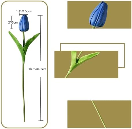 ONLY ART Artificial Navy Blue Tulips 20 Pcs – 13.5 Inch PU Faux Flowers with Bendable Stems for Home Décor, Wedding Centerpieces, DIY Floral Arrangements, New Year and Valentine's Day - Image 2