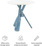 Pemberly Row Transitional Wood Side Table, 22 in Round Distressed Cream and - Image 6