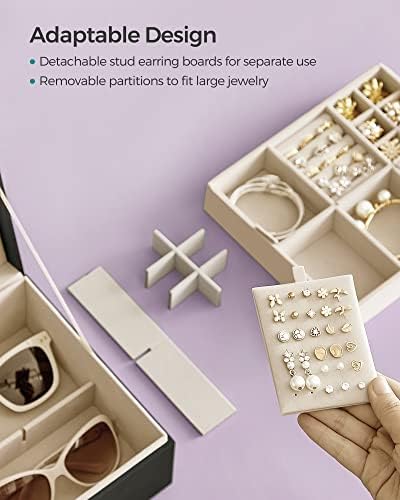 SONGMICS 2-Layer Jewelry Box with Handle, Removable Tray, Floating Effect - Image 5
