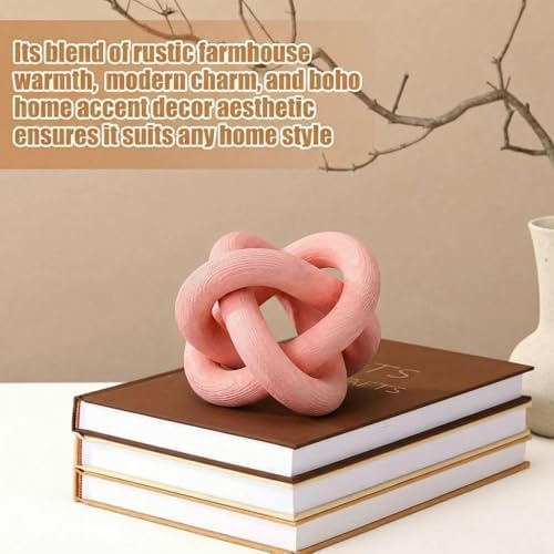 Yalikop 3 Link Wood Knot Decor Rustic Table Shelf Accents, Pea-Pink - Image 4