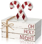 Geelin 4 Pcs Christmas Candy Cane Table Decoration Wooden Book Stack Signs by Geelin