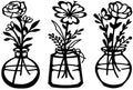 ARTINME 3 Pieces Metal Flowers Wall Arts - Rustic Farmhouse Decor Minimalist Flower Wall Decors for Living Room Bathroom Kitchen Bedroom Dining Room - Housewarming Gifts (Black) by Artinme