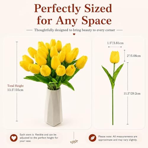 Mandy's 20pcs Artificial Yellow Tulips - Image 3