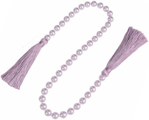 34 Inch Pearl Glass Bead Garland with Tassels -1 Pack Purple - Image 3