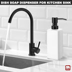 GMISUN White Soap Dispenser Bathroom, Hand Glass Soap Dispenser with Stainless Steel Pump, 12 fl oz/350ml Dish Dispenser for Kitchen, Modern Refillable Liquid Soap and Lotion Dispenser for Countertop - Image 3