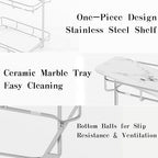 Bathroom Organizer Countertop Perfume Organizer Makeup Organizer Cosmetics Storage Display Rack Vanity Tray Dresser Stainless Steel Gold Shelf White Marble Ceramic Tray - Image 2