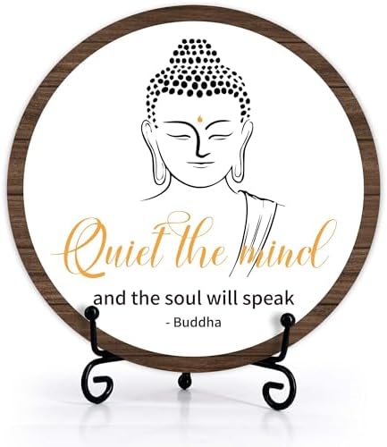 Spiritual Home Decor, Quiet The Mind And The Soul Will Speak Wood Sign, Yoga Room Meditation Room Decor For Table Shelf, Inspirational Gifts For Woman Man Family Friend -c14 by RYSMH