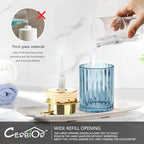 CERBIOR Bathroom Accessories Set, 4 PCS Glass Bathroom Set,Golden Blue - Image 4