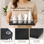 Toilet Paper Storage Basket, 16" Large Oak Wood Toilet Paper Basket - Image 5
