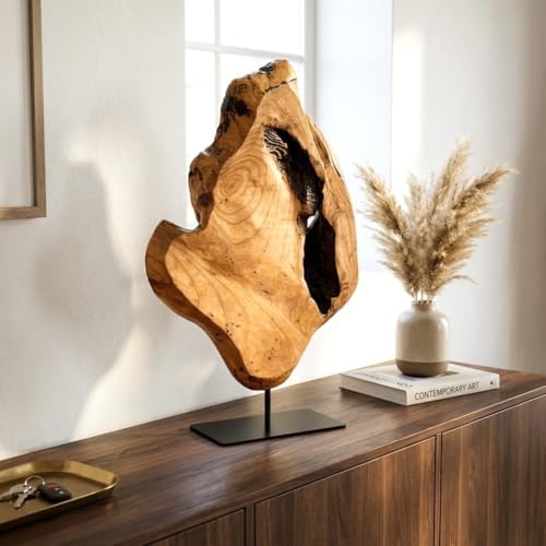WELLAND Irregular Cedar Wood Sculpture 8.75" W x 1.75" D x 17.75" H Natural Edge Tabletop Statues, Handmade Ornaments, Décor for Living Room, Home Office, Bedroom, - Image 6