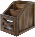 Autumn Alley Rustic Remote Holder - Farmhouse Desk Organizer, Barn Door Remote Holder, Desktop Organizer - 3-Slot Multiple Compartment Remote Control Storage Caddy, Rustic Home Decor, Brown - Image 5
