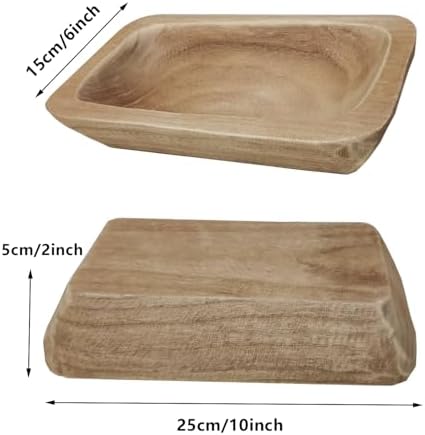 Wooden Dough Bowl Decor, Vintage Wooden Bowl Hand Carved Home Decor for Dining Table Center, Living Room, Kitchen Decor. (10inch brown) - Image 2