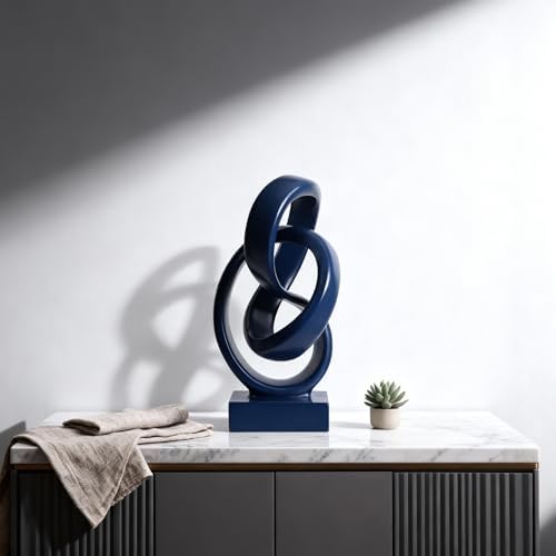 Abstract Blue Knot Sculpture, Geometric Decorative Statue, Blue Decor for Living Room Coffee Table Bookshelf Top, Office TV Cabinet Entryway Table Top Decor. - Image 5
