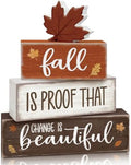4 Pcs Fall Tiered Tray Decor, Wooden Fall Decorations for Home by Golibra